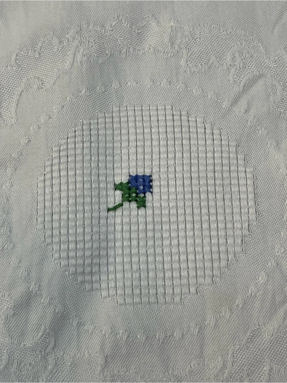 Vintage hand cross stitched table topper